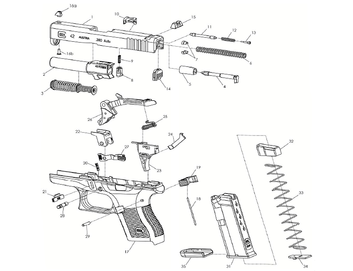 Spare parts (Glock Slimline) - Jizni CZ Accessories glock diagram 